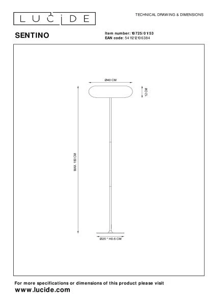 Lucide SENTINO - Stehlampe - Ø 40 cm - 3xG9 - Orange - technisch